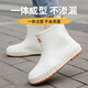 Fujian Mode japanische Regenstiefel für Frauen, die kurze Röhrenregenstiefel für die Arbeit im Freien wasserdichte und rutschfeste Schuhe Gummischuhe flach gesaliertes Pull-Toe-Schuhe Größe 38 [mit Innensohle, Markierung] Weiß tragen