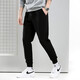 Mulinsen sweatpants men's summer thin loose straight casual pants men's autumn and winter plus velvet thickened warm trousers loose plus size youth outdoor running wardrobe pants men 719 black tying feet (regular) L