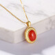 Meluxe yellow 18K gold coral pendant red natural coral pendant birthday gift for wife and mother 8*10mm (with silver chain)
