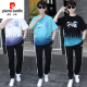 皮尔卡丹（pierre cardin）夏季青少年短袖t恤男孩13-15岁高中初中学生大童夏装帅气运动套装 XSKD-TZ9226白灰色(上衣+裤子) XL 115至130斤