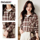 PinCai Plaid Long Sleeve Shirt Women's Spring and Autumn Style Loose Jacket Retro All-match Shirt P143C2009