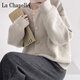 La Chapelle 2024 Early Spring Design Single-breasted Solid Color Knitted Sweater Jacket Cardigan Lazy Loose Round Neck Top for Women Pure 100 Automatic Heating Floral Coffee Color Same Style in the Store Pure 100 Automatic Heating L Recommended 105-120 Jin Jin equals 0.5 kg