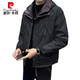 Pierre Cardin 2025 new autumn and winter versatile plus velvet jacket men's casual hooded cotton coat work jacket black-plus velvet style M