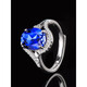DRJEFUN sapphire ring s952 silver women's fashion and personality Korean version with diamonds simple silver tanzanite sapphire ring with adjustable finger ring