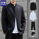 Romon High-End Zhongshan Herren Top 2024 Frühling und Herbst Neue chinesische Jacke Jacke Stand Collar Anzug Set Schwarzer Anzug + Weiß Kurzt + Hosen Gürtel 2xl