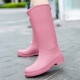 
Yezhi long tube rain boots for women with slim fit and slim waterproof and non-slip high tube rain boots for women for adults wearing kitchen wear-resistant rubber shoes 3239 high tube rain boots [pink size 36]