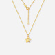 Saturday blessing yellow 18K gold diamond necklace female star pendant diamond chain pendant clavicle chain for girlfriend T holiday gift 40+5cm tail chain