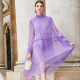 Taoyanshuo (TAOYANSHUO) Taoyanshuo new autumn clothing fashion loose large hem mid-length high-end dress mulberry silk skirt purple M