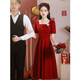 Saile Toast Clothes Bride 2025 Nouvelle petite robe de fiançailles portant généralement une robe de mariée pour la femme de style mince d'été borgogne l