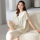 
Yunzhi pajamas for women in summer woven pure cotton cropped sleeves trousers middle-aged mother summer thin women's home clothing suit 5012-Genting yellow XL (170): Recommended 120-140Jin [Jin equals 0.5 kg] to wear