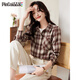 PinCai Plaid Long Sleeve Shirt Women's Spring and Autumn Style Loose Jacket Retro All-match Shirt P143C2009