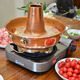 Special copper hot pot for cassette stove, pure copper mutton shabu pot, gas-fired copper side stove hot pot, one-piece thickened outdoor home 32CM mandarin duck style (8-10 people)