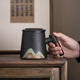 SUSHI CERAMICS office cup, hand-painted glaze painting, thousands of miles of rivers and mountains, wealth-gathering water cup, ceramic liner, filter tea cup, souvenir gift box