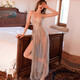 Luo Manxi sexy lingerie sexy pajamas lace jumpsuit perspective suspender nightgown mesh skirt uniform seduction suit sm role play open-standard thong gray
