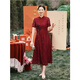 Lankaroni Xis Schwiegermutter Hochzeitskleid 2025 Neues Sommer-Hochzeitskleid Spitze Xis Mutter Hochzeitskleid Red Cheongsam Burgund XL (Empfohlen 116-125 Jin [Jin ist gleich 0,5 kg])
