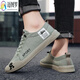 Light fairy old Beijing ice silk biscuit bottom canvas shoes for men in summer breathable casual and odor-proof one foot soft sole thin style solid color beige (main picture model) 42 standard code