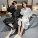 Catman (MiiOW) waffle high-end bathrobe couples solid color nightgown spring and autumn summer universal long-sleeved integrated bathrobe ZBB-2229 black men XL _125-150Jin [Jin equals 0.5 kg]