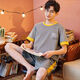 Shemengduo Summer Men's Pajamas Men's Summer Cotton Plus Fat Plus Size Summer Home Suit Short Sleeve Youth Korean Style Thin Half Sleeve 9928# (Short Sleeve Shorts) L 95Jin[Jin Equal to 0.5kg]-125Jin[Jin Equal to 0.5kg]