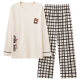 Langsha (langsha) 2 sets of couple pajamas autumn cotton long-sleeved ins dormitory wear one man and one woman spring and autumn home clothing set GXT9913- Loose and comfortable XL [two sets price] Women M+ men