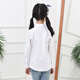 Jiuyu's children's shirt girls pure cotton white shirt casual white long-sleeved shirt student solid color top solid color 150 (suitable for 141-150cm height)