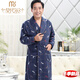 Modal mezzanine autumn and winter men's nightgown for middle-aged and elderly pure cotton thickened long winter large size warm middle-aged dad's pajamas A1049-Three-layer thickened cotton nightgown-no pills inside and outside 3XL (190) -