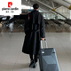 Pierre Cardin Corea Windbreaker para el estilo medio de los hombres sobre la rodilla coreana suelta de doble pecho para el otoño y el invernal en espesamiento de color caqui gris s