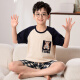 曼妮朵男童睡衣夏季新款儿童短袖男孩大童青少年纯棉条纹学生家居服套装 F724【双短男童】 150 S码建议145-155cm