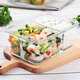 Chuangde heat-resistant glass crisper, microwave lunch box, refrigerator storage lunch bowl lunch box, extra height 3 compartments 1020ml