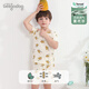 Puppy Bigger children's pajamas short-sleeved shorts baby air conditioning suit thin men and women suit modal vest summer home clothes 6625 full-print fish 90cm recommended 18-24 months