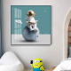 
Whale school children's room decoration painting astronaut space cartoon boy room bedside drawing square astronaut bedroom painting 689-7 50*50 black frame/crystal porcelain painting