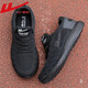 JETRAM men's shoes for spring and summer breathable men's casual shoes hollow mesh net running shoes soft sole running wear-resistant all black sports shoes YT-all black (6175) men 40