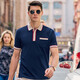 Mr. Stoffknopf Retro Polo Shirt Sommer Neue Männer Revers kurzärmelig College-Stil AT12083 Navy Blue M (170)