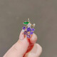 Blue Boli small fragrance fresh brooch women's personalized cardigan fixed clothes pin crystal grape purple