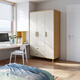 Lin's Home Original Lin's Wood Wardrobe Bedroom Simple Modern Wardrobe Wooden Three-Door Wardrobe JC21D Three-Door Wardrobe 1.2 Meters