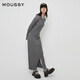 moussy 新品简约风淑女H型长款针织连衣裙010HA673-7891 160灰色 M