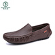 
Woodpecker Beanie Shoes Men's Summer Soft Leather Hollow Breathable British Style Business Casual Ice Leather Shoes Soft Sole Driving Lazy Shoes 9901 (Breathable) Brown 38 [Standard Leather Shoe Size]