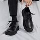 Oren Woodpecker Suit Leather Shoes Men's Spring British Style Business Suit Students Increased Casual Soft Sole Waterproof Black Big Toe Shoes Black 40