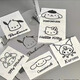 La misma pegatina para la celebridad de Internet Sanrio Pacha Dog Kulomi Metal Style Patinas pequeñas Teléfono móvil Mini pegatina decorativa Material Pegatina de agua Copa de agua Pegatina blanca y combinada [6 modelos 2 piezas cada una] 7.5*6.5cm