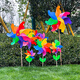 Onevan Windmühle Bunte Outdoor -Dekoration Plastik Big Windmühle Spielzeug handgefertigtes Farbfarbs rotierende Requisiten Kinder Handheld Kleine Windmühle verdickte 10 Packungen (7 42 cm mit 60 cm gelber Glas