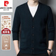 Pierre Cardin autumn and winter high-end wool sweater men's 100 pure wool cardigan middle-aged and elderly V-neck sweater knitted cardigan jacket men thick deep camel ZYR1766 170/L recommended 115-130Jin Jin equals 0.5 kg