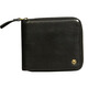 ManniQSON brand men's small wallet genuine leather short wallet horizontal zipper retro wallet multi-function coin wallet black