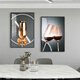 Yijlj pintura de decoración de restaurante moderno y simple de dos enlaces copa de vino creativo pintura colgante luz atmosférica comedor de lujo salón de pared de la pared de vaso de vidrio 1225712255 60*80 Imagen de conjunto de diamantes + marco de aleación de aluminio + marco negro