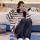 GTYUWVG睡衣冬季女款珊瑚绒加厚加绒长袖可爱宽松法兰绒家居服套装可外穿 12401# M  75-100斤