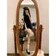 DIEJIAONUO Dress Summer Women's Clothing 2025 New Korean version pure and gentle style sweet hot girl with a sweet style black top + short skirt M