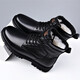 KLWP Martin boots men's genuine leather wool warm cotton boots high top layer cowhide work clothes outdoor thickened 3519 black (wool style 39
