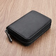 Genuine pickup bag for men, anti-theft brush, multiple card slots, zipper, thin, compact, credit document card bag, large capacity, female card holder, anti-degaussing, mirror window style, black, first-layer cowhide