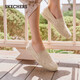 Skechers Damenschuhe Herbst Fischerschuhe Single Schuhe neue chinesische Spitze flache Schuhe flacher Mund Ein-Fuß-Pendelschuhe 113025