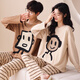 
Fuxinkang couple pajamas pure cotton shorts shorts for summer men and women sweet and cute cartoon large size can be worn outside home clothing suit AM-673 3XL - men [height 175-188-weight 160-180]