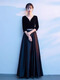 Yingwen Choir Performance Clothing Female Long Skirt Host Annual Meeting Costume Banquet High-End Atmosphere Conductor Evening Dress Black L Recommended 100-110 Jin Jin equals 0.5 kg