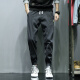 Taizilong TEDELON jeans men's trendy brand loose large size overalls fashion pants men's lace-up elastic men's casual pants MXK802 gray XL